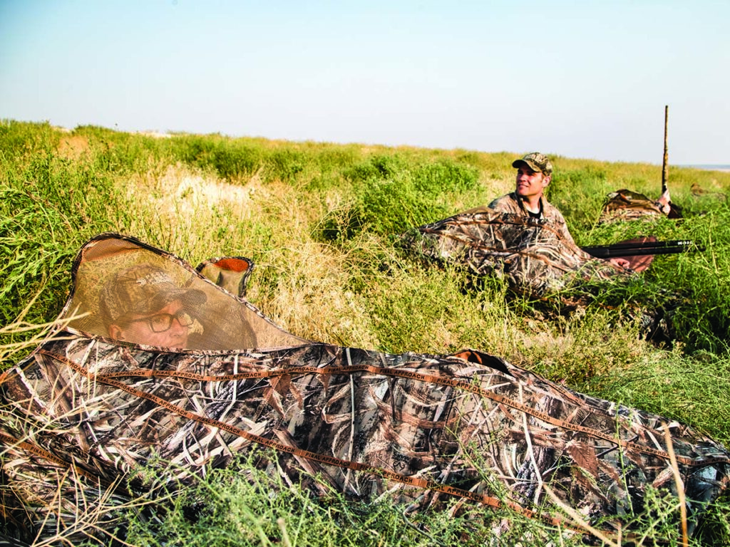 Wire mesh along the edge of the Final Approach layout blind makes it easy and comfortable to stay concealed when looking for birds.