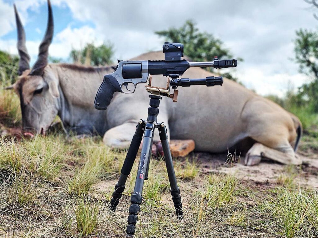 Taurus Raging Hunter in front of an eland 