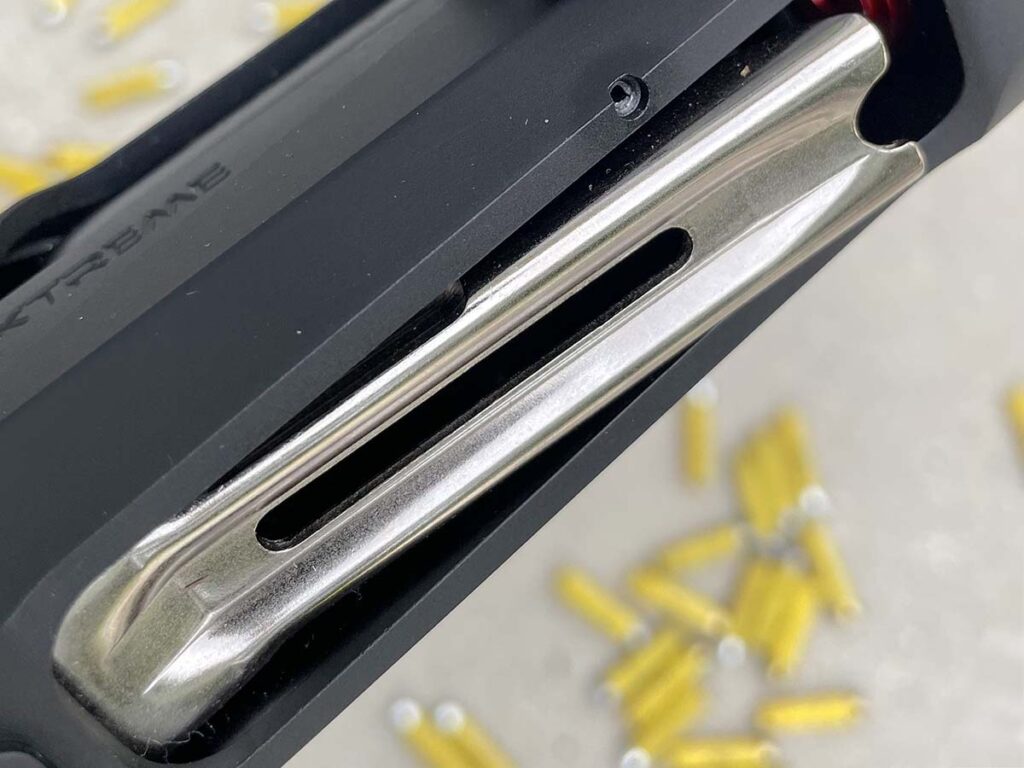 The loading port is relieved of metal, so loading is smoother and easier on your fingers.