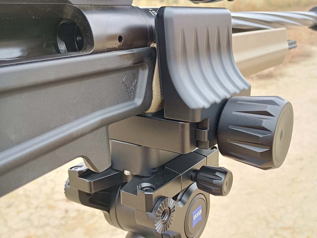 The rifle clamp is ample, adjusting to any stock. With a flat rubberized bottom and grips, you get a stable, no-slip rest to help a shot hit its mark.