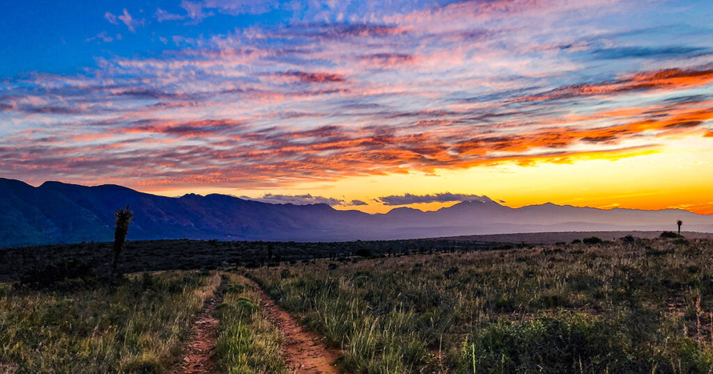 A beautiful African sunset over the mountains.